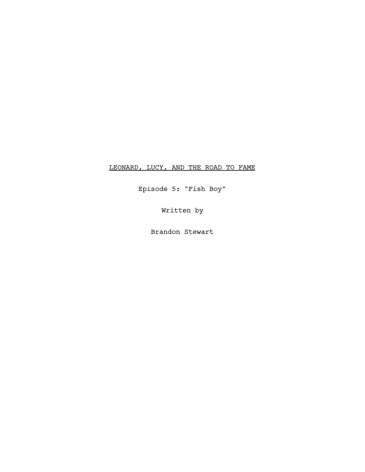 Leonard, Lucy, and the Road to Fame title page