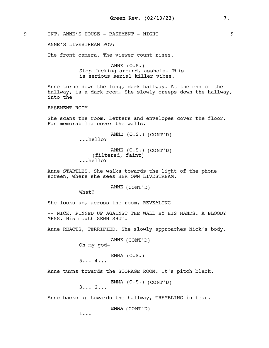 Brandon’s screenplay page 1