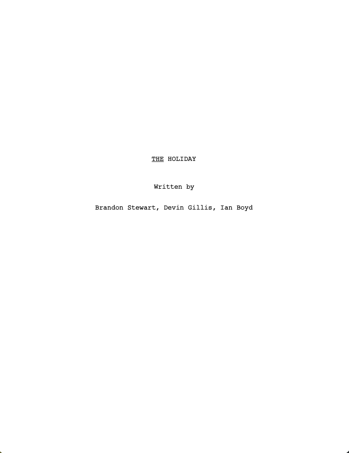 THE Holiday title page